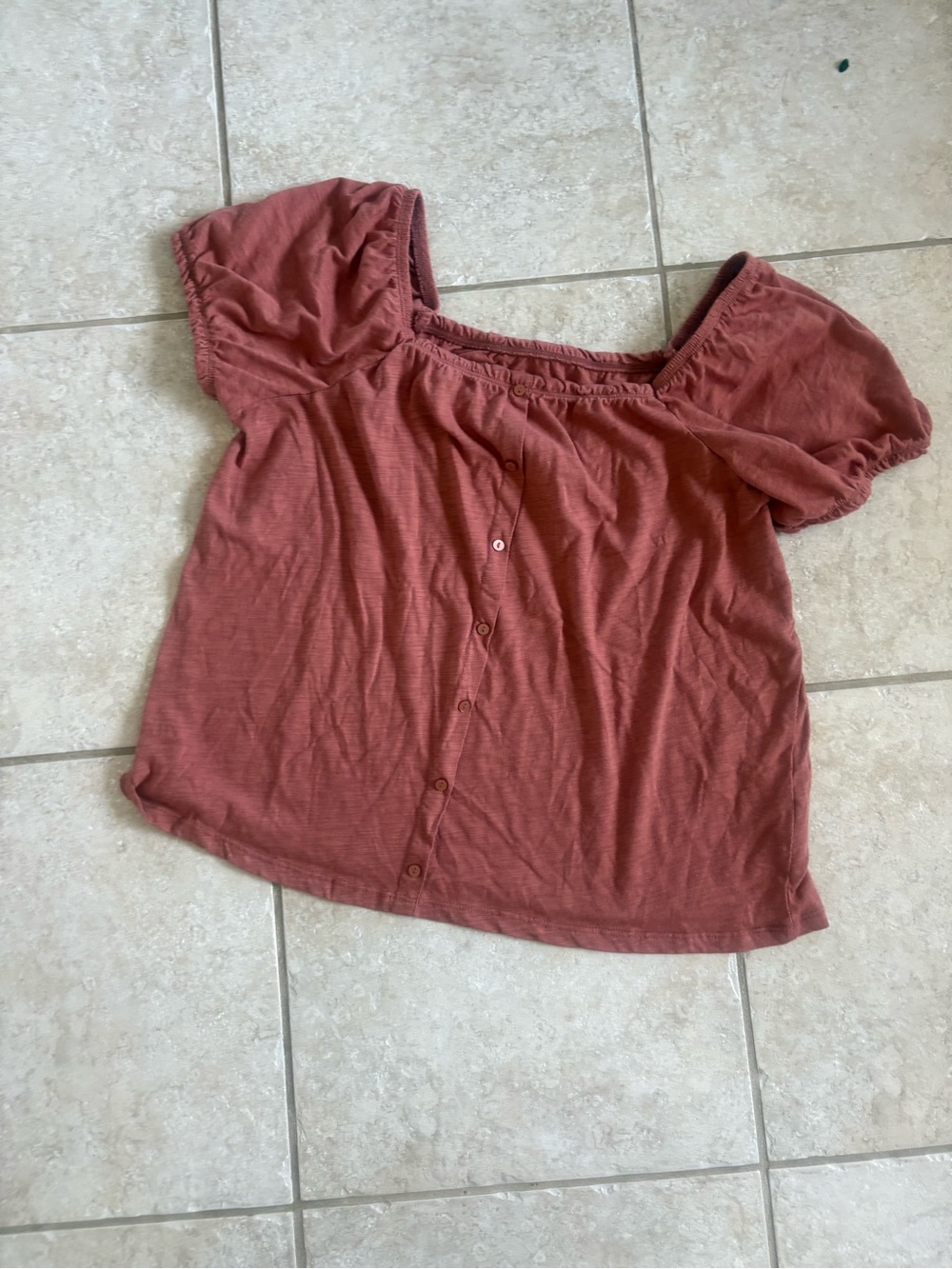 Women’s Milkmaid Button Front Top - Rust